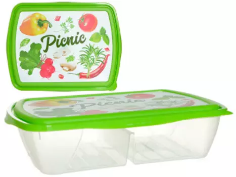 Контейнер для продуктов 1.25 л бытпласт двухсекционный декор 4311442