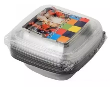 Контейнер квадратный мистерия 500 мл черный пэт с крышкой 5 шт