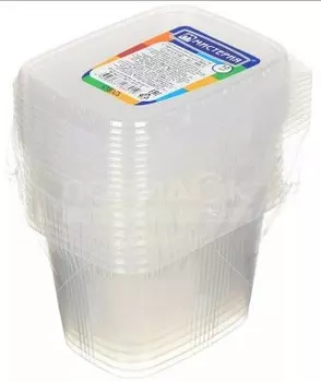 Контейнер прямоугольный мистерия 350 мл пп с крышкой 10 шт