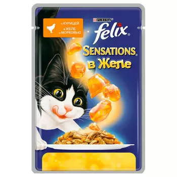 Корм для кошек Felix 75г Sensations курица в желе с морковью