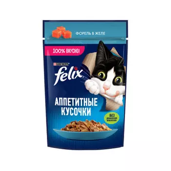 Корм для кошек Felix 75 г аппетитные кусочки форель в желе