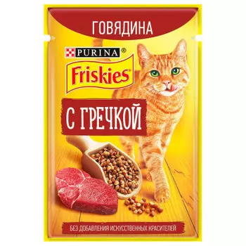 Корм для кошек фрискис 75 г говядина с гречкой