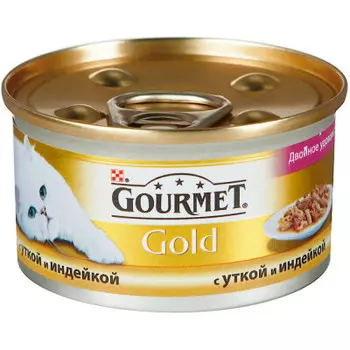 Корм для кошек Gourmet Gold 85г с уткой и индейкой ж/б