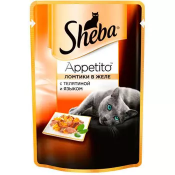Корм для кошек Sheba Appetito 85г ломтики в желе с телятиной и языком