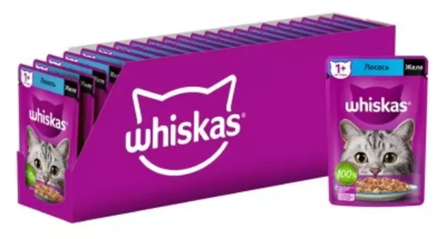 Корм для кошек Whiskas 75 г*28 шт желе лосось короб