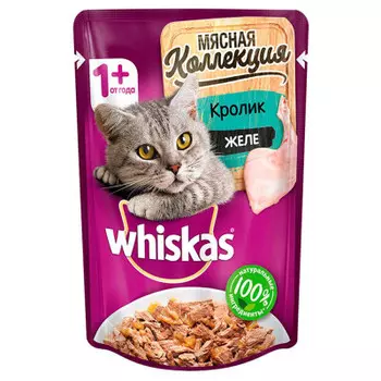 Корм для кошек Whiskas 85 г мясная коллекция желе кролик