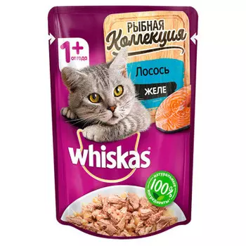 Корм для кошек Whiskas 85 г мясная коллекция желе лосось