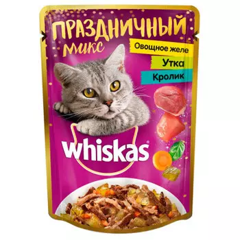 Корм для кошек Whiskas 85 г праздничный микс овощное желе утка кролик