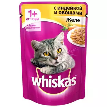 Корм для кошек Whiskas 85 г желе индейка