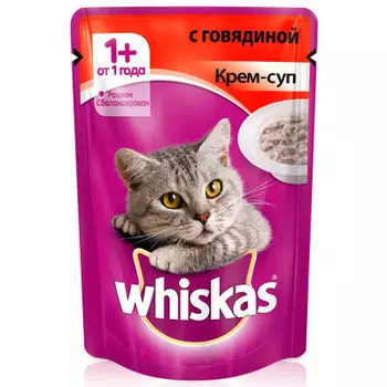 Корм для кошек Whiskas 85г крем-суп с говядиной