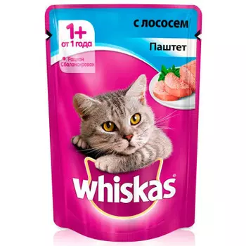 Корм для кошек Whiskas 85г паштет с лососем