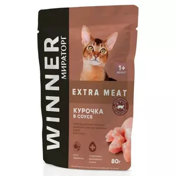 Корм для кошек Мираторг 80 г для взрослых кошек курочка в соусе