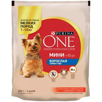 Корм для собак Purina ONE моя собака 200г с высоким содержанием говядины и с рисом