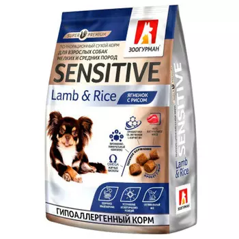 Корм для собак сенситив 1.2 кг для взрослых собак мелких и средних пород ягненок с рисом