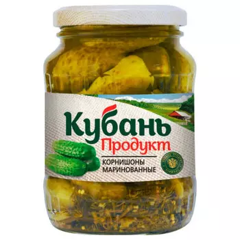 Корнишоны кубань продукт 350 гр маринованные ст/б
