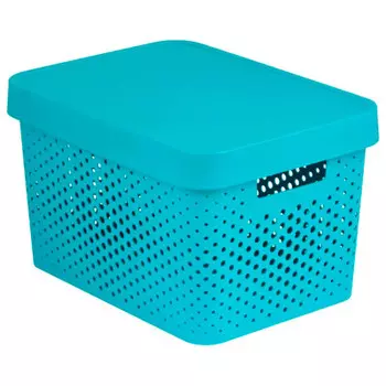 Коробка 17л Curver Infinity перфорированная с крышкой лазурная 04742-x34-00