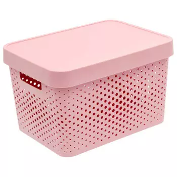 Коробка 17л Curver Infinity перфорированная с крышкой розовая 04742-x51-00