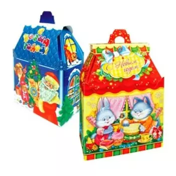 Коробка для конфет новогодняя 0.7 кг теремок