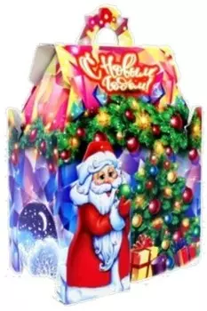 Коробка для конфет новогодняя 1 кг дом с крыльцом