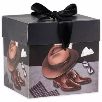 Коробка складная Миленд аксессуары джентельмена 15*15*15см с лентой пп-5378