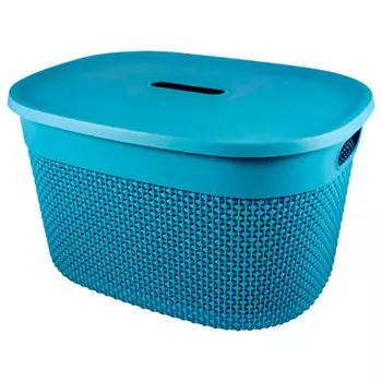 Корзина д/хранения 18 л осло туманно-голубая с крышкой pt1333тг-10