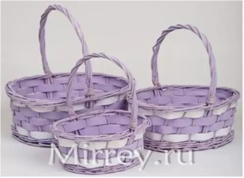 Корзина плетеная ива 34 см 31*25*13, 5 бело-фиолетовая
