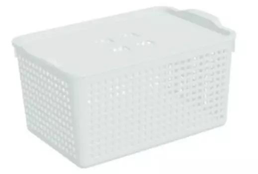 Корзинка 5,3л 29,5*18,5*14,5см Violet лофт с крышкой белая v644106