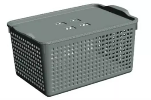 Корзинка 5,3л 29,5*18,5*14,5см Violet лофт с крышкой серая v644108