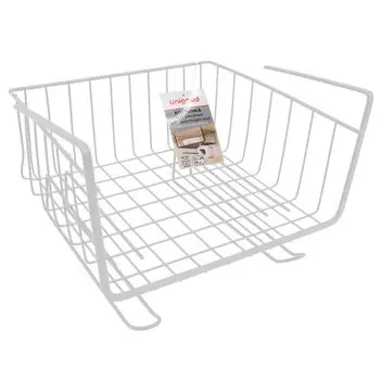 Корзинка для хранения Unigood 27*24*18см бытовая подвесная с держателем для полотенец белая