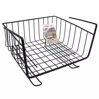 Корзинка для хранения Unigood 27*24*18 см бытовая подвесная с держателем для полотенец черна