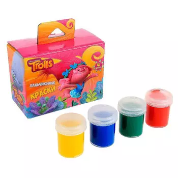 Краски пальчиковые 4цв 40мл Тролли