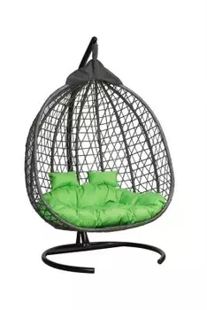 Кресло подвесное двойное фиджи цвет корзины коричневый/цвет подушки зеленый j400-mt