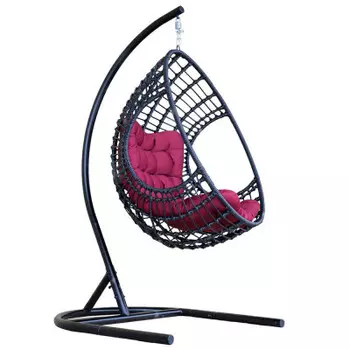Кресло подвесное лондон цвет корзны черный/цвет подушки бордовый d35 b-мт003