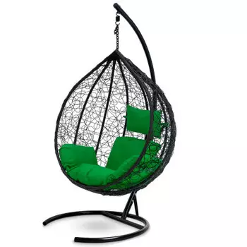 Кресло подвесное сфера стойка+основание черный/цвет корзины коричневый/подушки салатовая/з cn100-мт