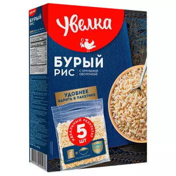 Крупа рис Увелка 5пак.*80г бурый