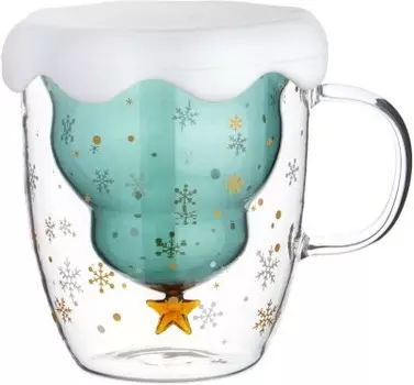 Кружка 280 мл агнесс двойные стенки силиконовая крышка 249-221