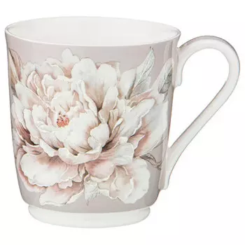 Кружка 340 мл лефард белый цветок серая 86-2430