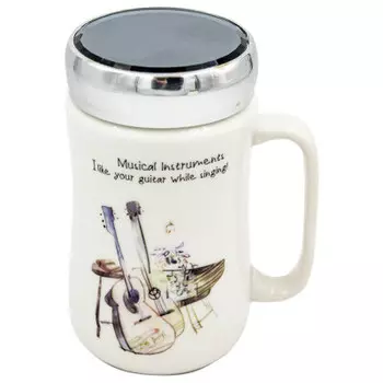 Кружка 350мл Fengtuoling музыкальные инструменты с крышкой-зеркалом