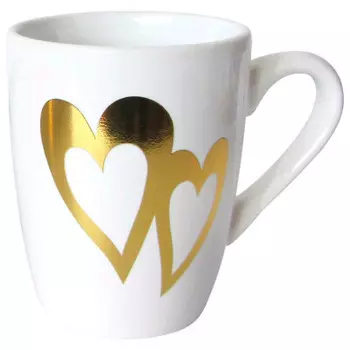Кружка 360мл МФК любовь 2 золотых сердца керамика