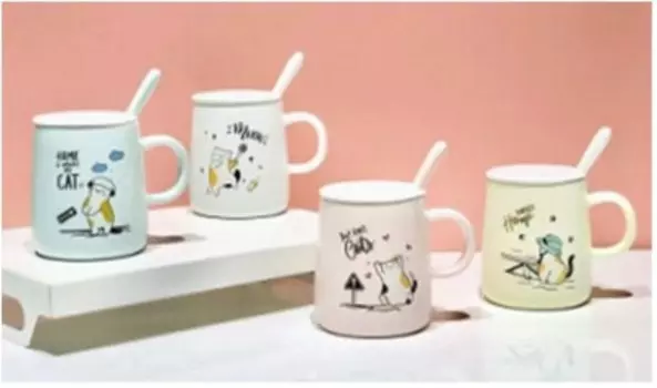 Кружка 400 мл Unigood с ложкой керамика a026