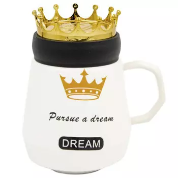 Кружка 400мл Fengtuoling мечта с крышкой корона белая