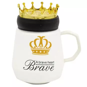 Кружка 400мл Fengtuoling смелость с крышкой корона белая