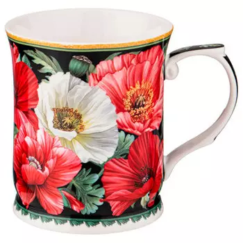 Кружка 420мл Lefard маки черная 104-763