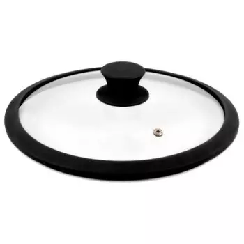 Крышка стеклянная тима 22см силиконовый обод черная 5022bl