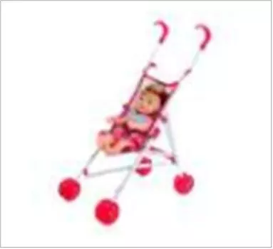 Кукла 35см + коляска пластиковая складная