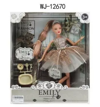 Кукла абтойс эмили вечерняя серия с серым котенком и аксессуарами 30 см wj-12670