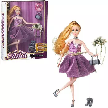 Кукла джунфа атинил виновница торжества 28 см в коротком платье с букетом и аксессуарами wj-21568