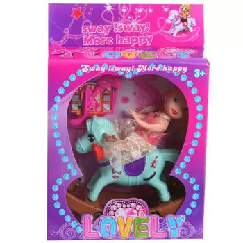 Кукла Lovely 17см на качалке-лошадке д61662