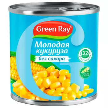 Кукуруза гринн рей без сахара 425 г ж/б ключ