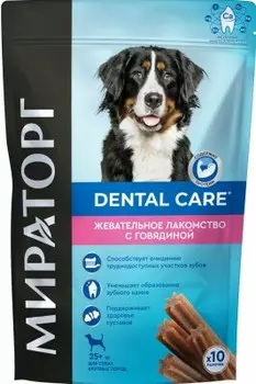 Лакомство для собак мираторг дентал кэр 170 г для собак крупных пород с говядиной